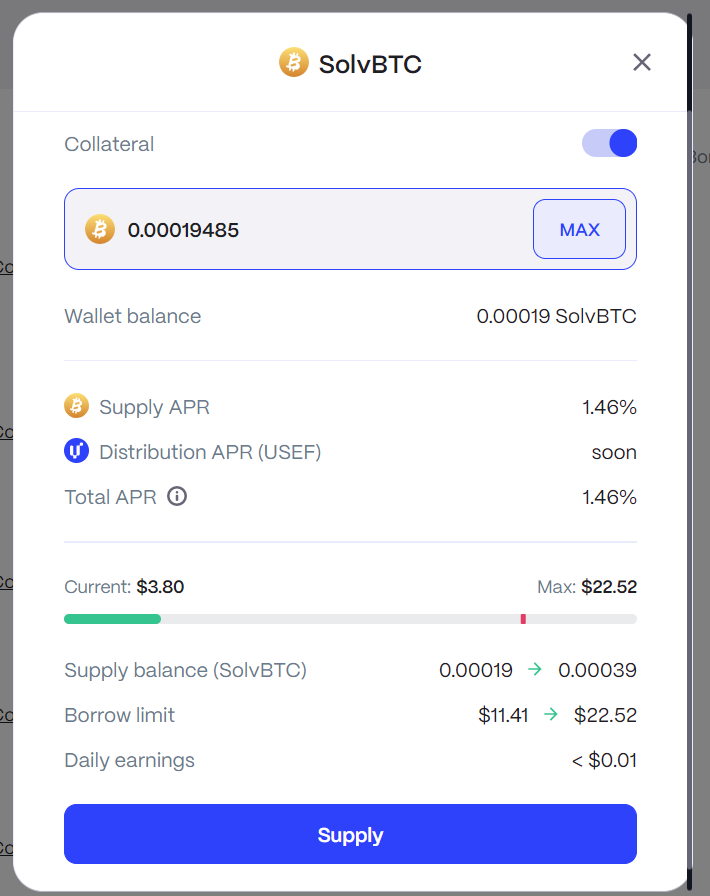 Supply SolvBTC